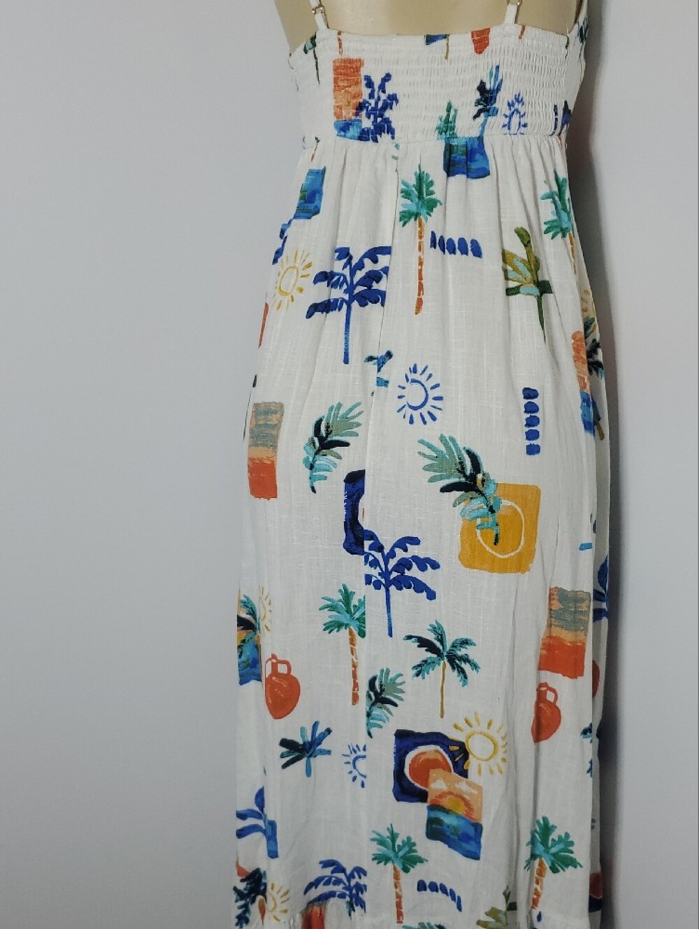 Label Of Love Tropical Print White Maxi Sundress with Spaghetti Straps Size M - Picture 7 of 9